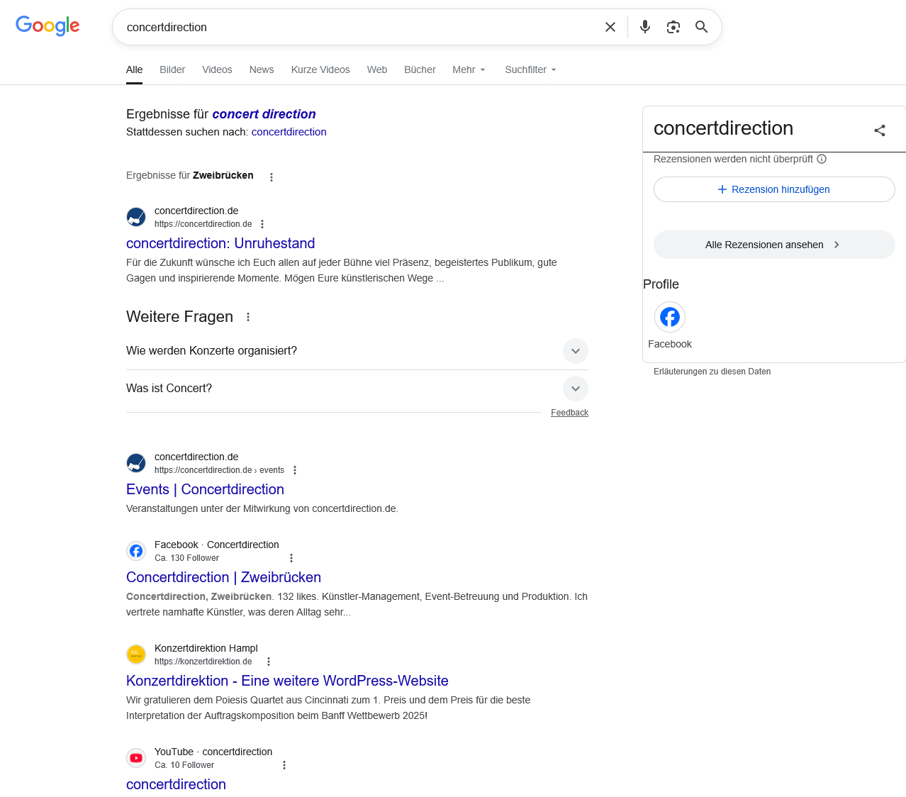 screenshot concertdirection google seo